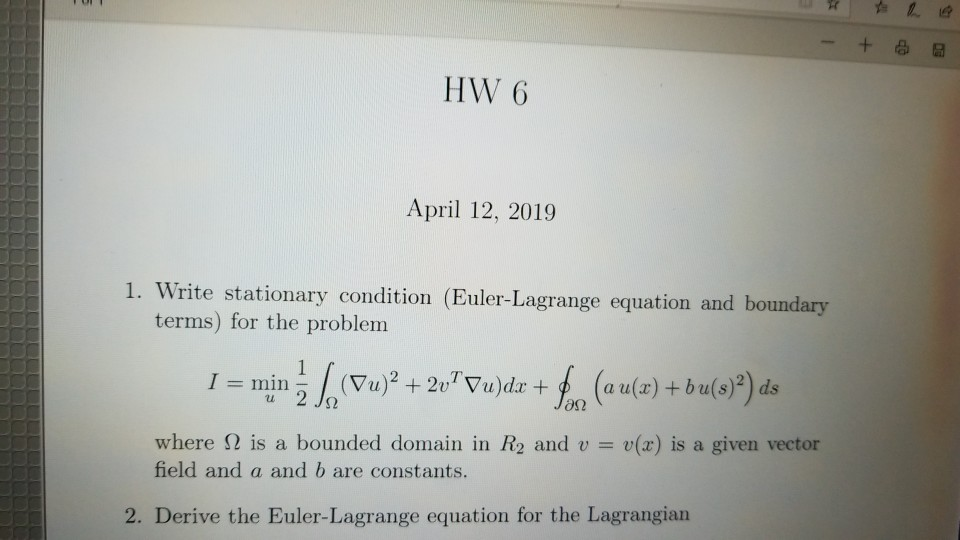 1. Write stationary condition (EulerLagrange