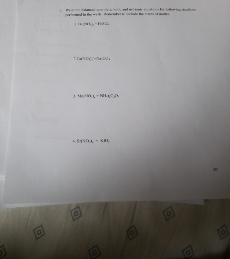 Solved Write the balanced complete, ionic and net ionic | Chegg.com