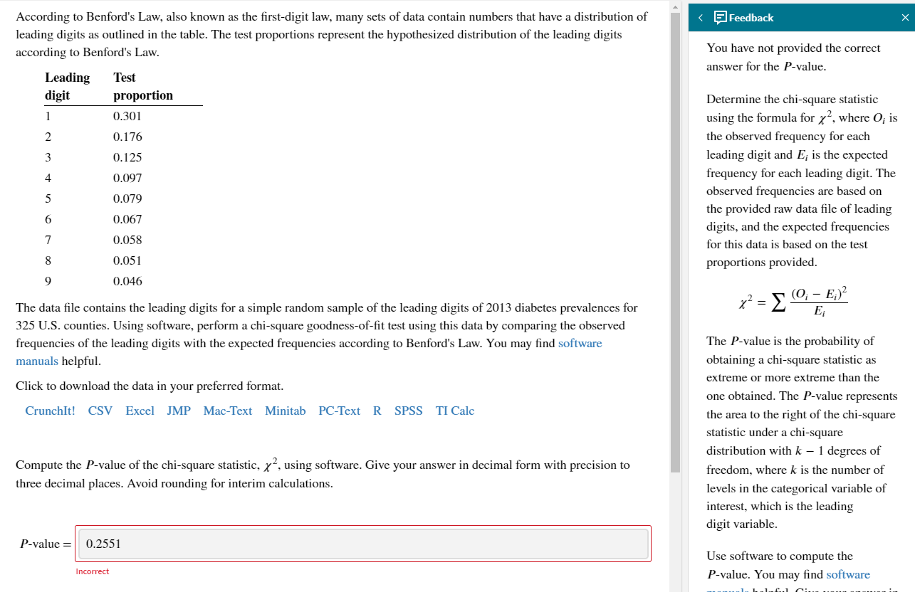 Solved Feedback According To Benford S Law Also Known Chegg Com