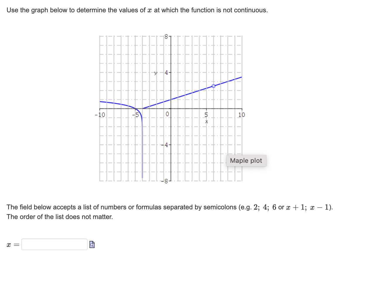 Solved Use the graph below to determine the values of x ﻿at | Chegg.com