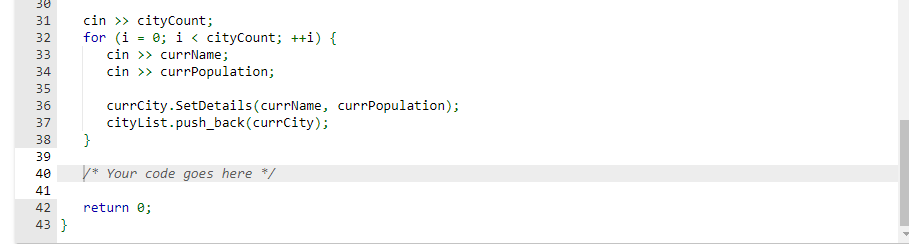 Solved The program first reads integer cityCount from input, | Chegg.com