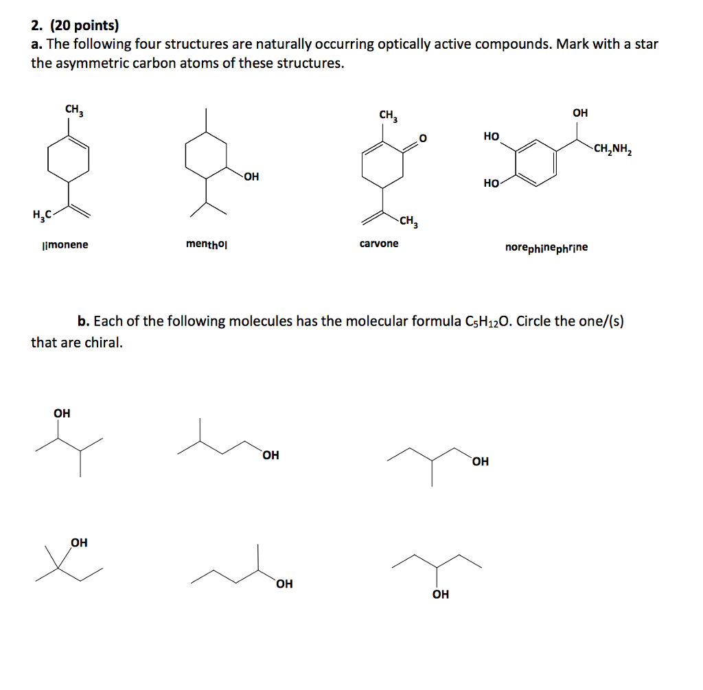 Solved 2. (20 points) a. The following four structures are | Chegg.com