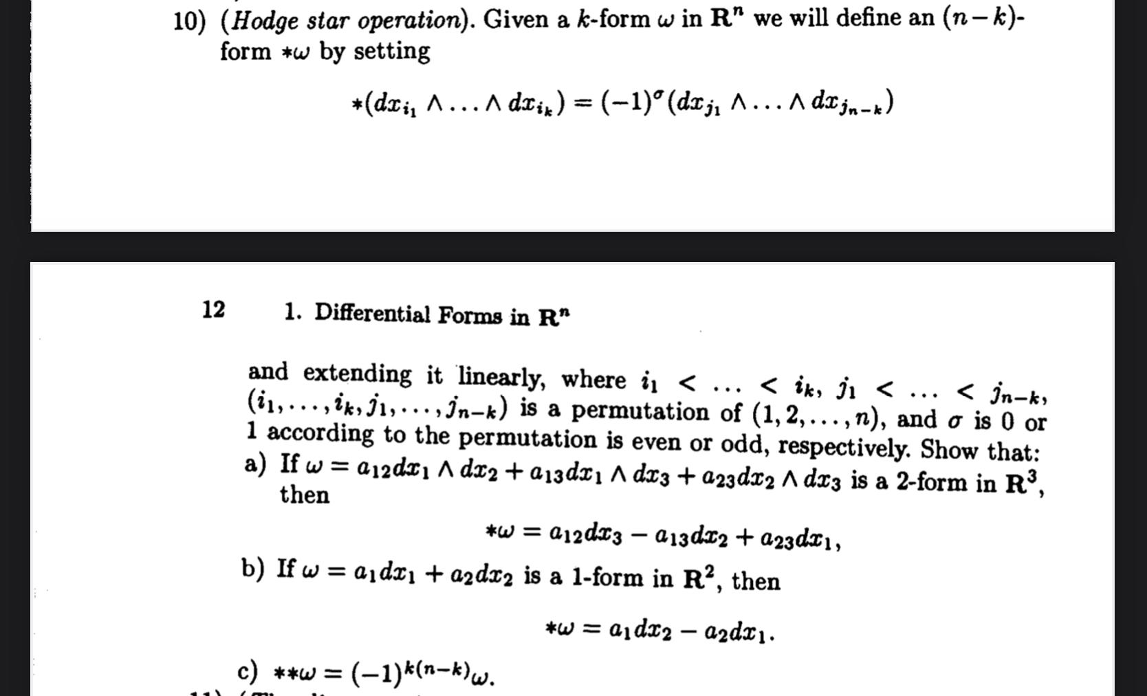 10 Hodge Star Operation Given A K Form W In R Chegg Com