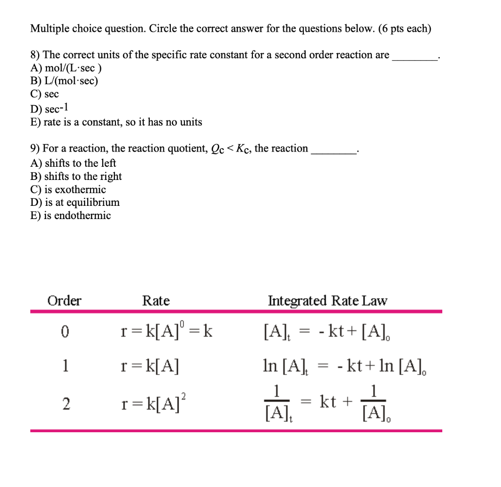 Solved Multiple choice question. Circle the correct answer | Chegg.com