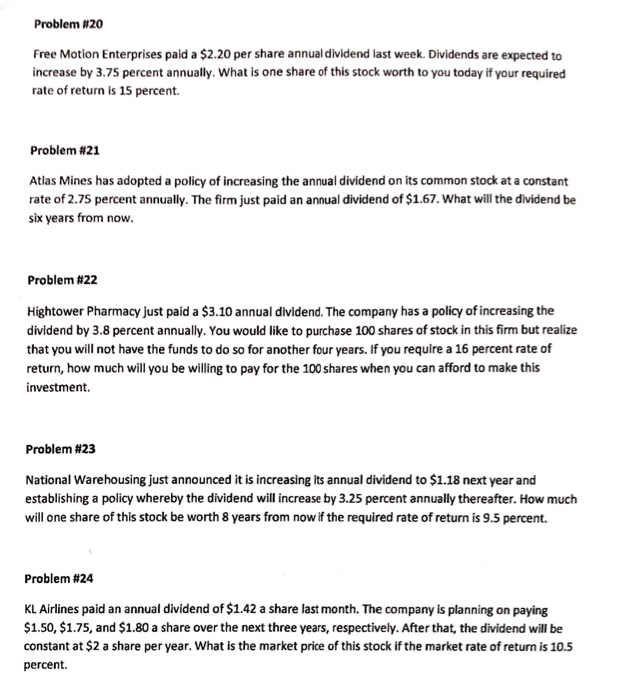 Solved Problem 20 Free Motion Enterprises Paid A 2 20 Per Chegg