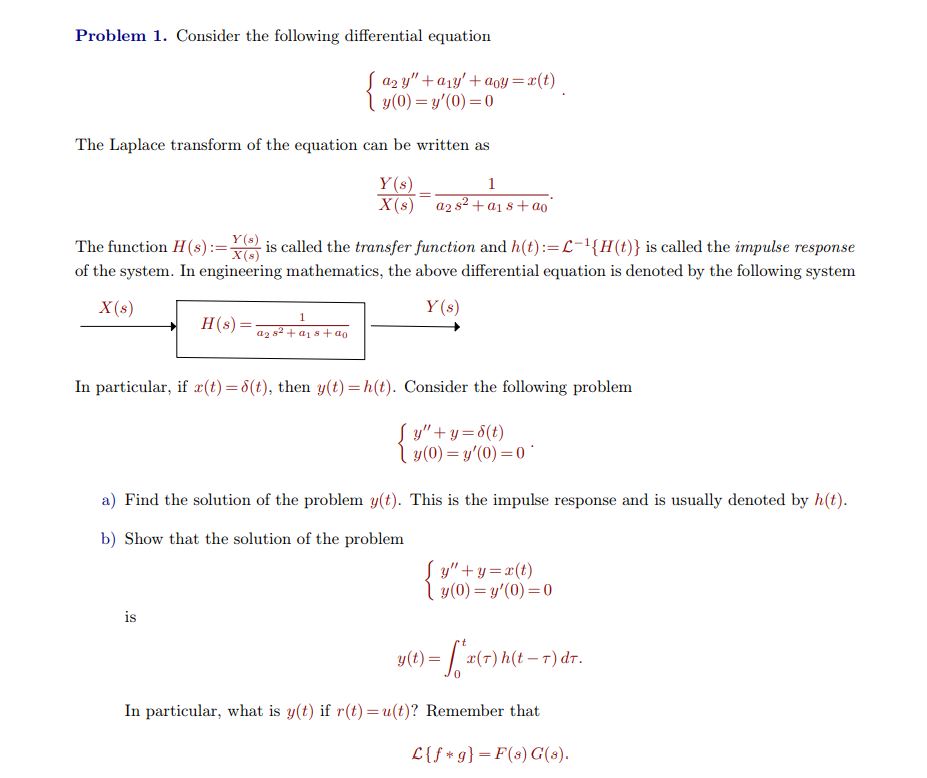 Solved Problem 1. Consider The Following Differential | Chegg.com