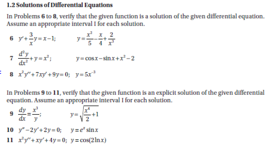 Solved 1.2 Solutions of Differential Equations In Problems 6 | Chegg.com