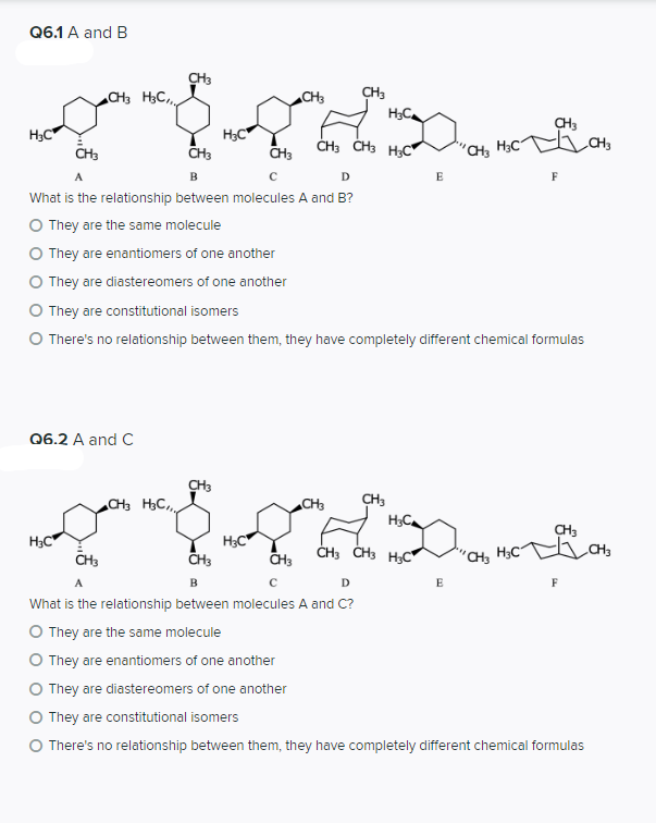 Solved Q6.1 A And B CH3 H3C , CH3 нс. CH3 CH3 H3C "CH, H3C | Chegg.com