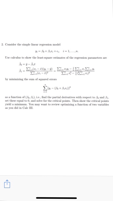 Solved 2. Consider the simple linear regression model Use | Chegg.com