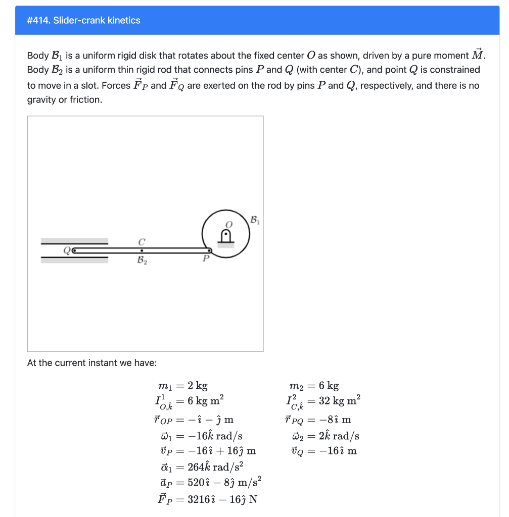 414 Slider Crank Kinetics Body By Is A Uniform R Chegg Com
