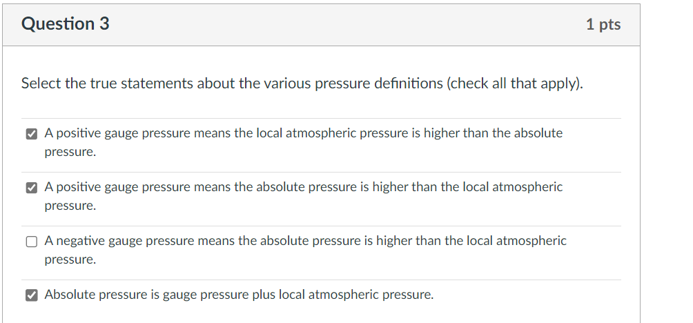 Solved Select the true statements about the various pressure | Chegg.com