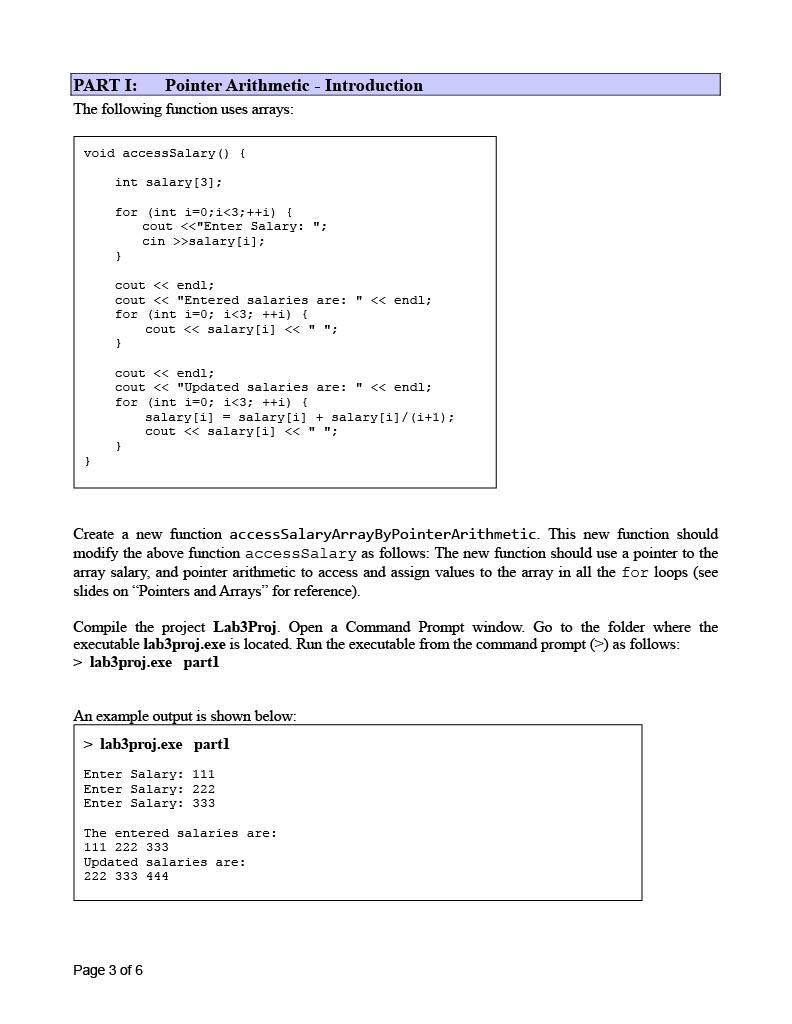Solved PART I: Pointer Arithmetic - Introduction The | Chegg.com