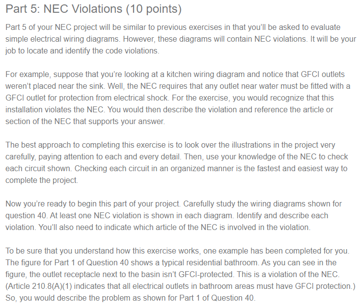 Solved Part 5: NEC Violations (10 points) Part 5 of your NEC | Chegg.com