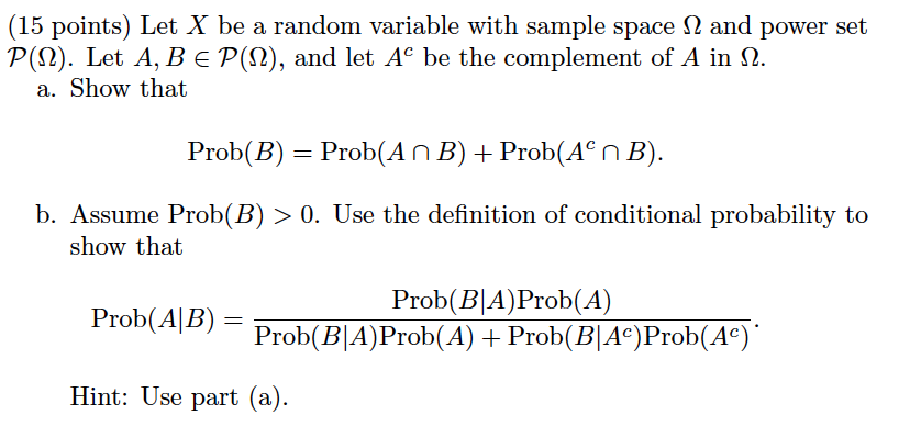 Solved (15 points) Let X be a random variable with sample | Chegg.com