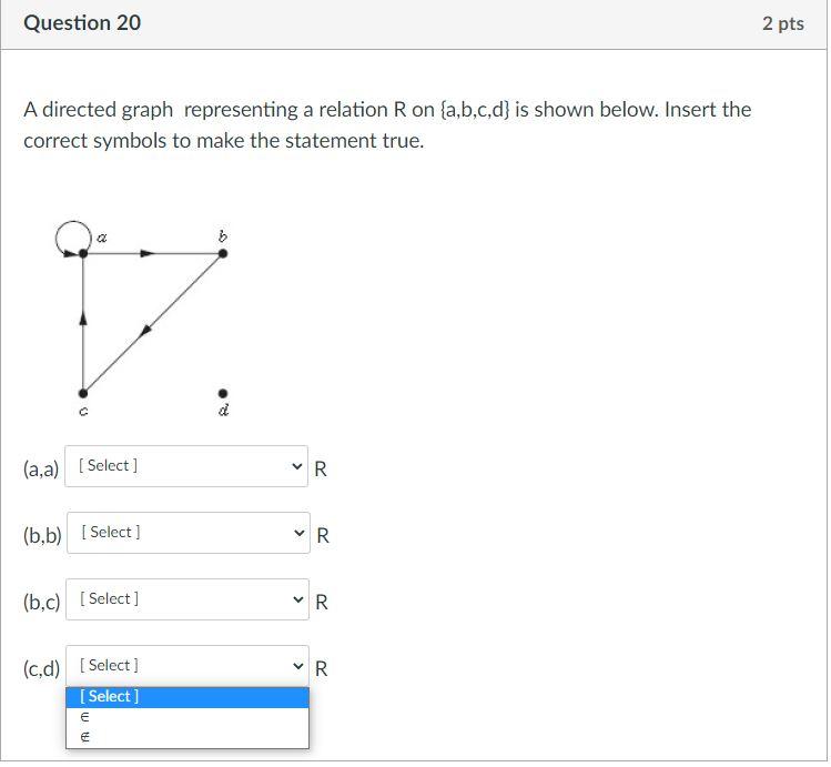 Solved Question 20 2 pts A directed graph representing a | Chegg.com