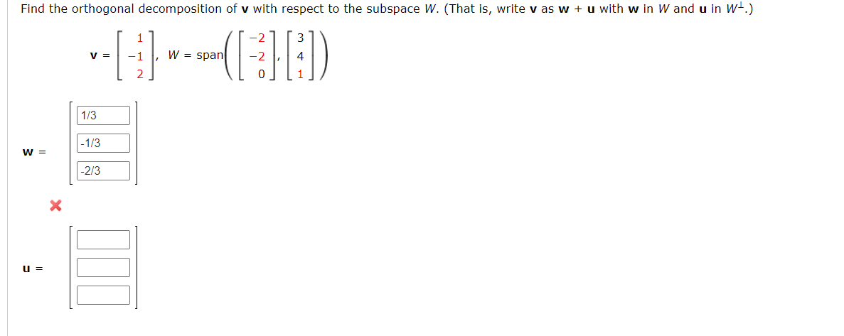 Solved Find the orthogonal decomposition of v with respect | Chegg.com