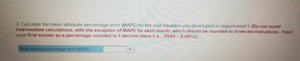 Solved 3. Calculate the mean absolute percentage error | Chegg.com