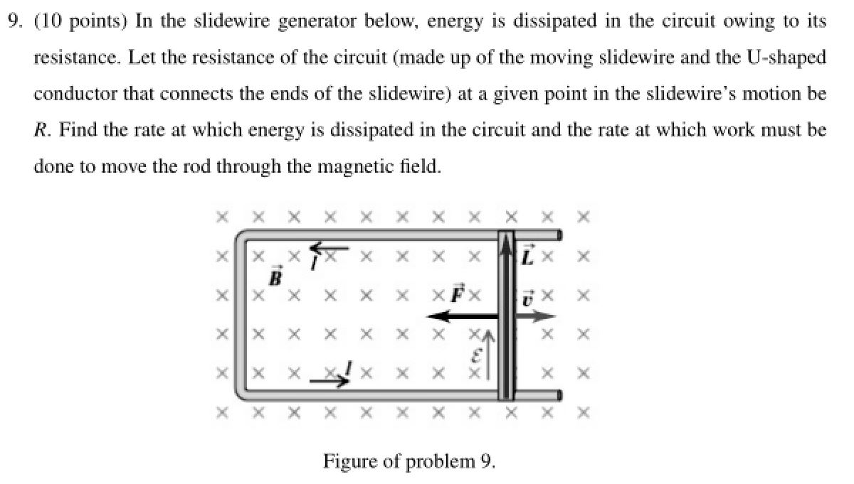 Solved 9. (10 points) In the slidewire generator below, | Chegg.com