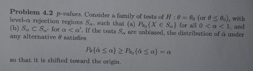 Problem 4 2 P Values Consider A Family Of Tests O Chegg Com