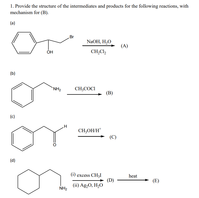 1. Provide the structure of the intermediates and | Chegg.com