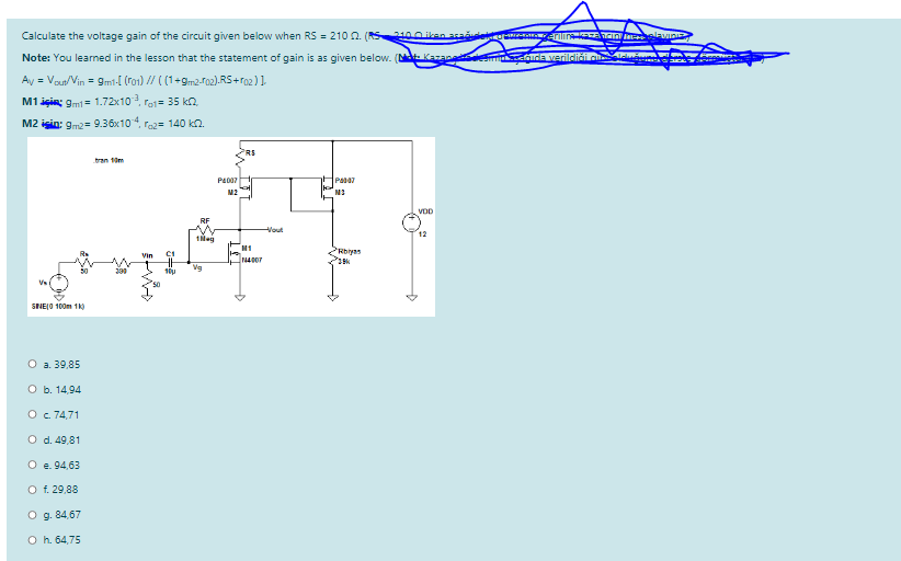 Solved 3 Calculate the voltage gain of the circuit given | Chegg.com
