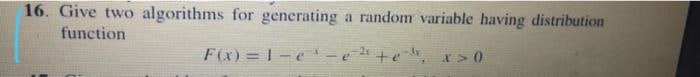 Solved 16. Give two algorithms for generating a random | Chegg.com
