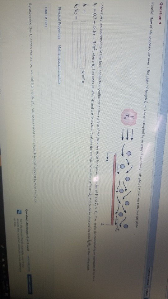 Solved Question 4 Parallel flow of atmospheric air over a | Chegg.com