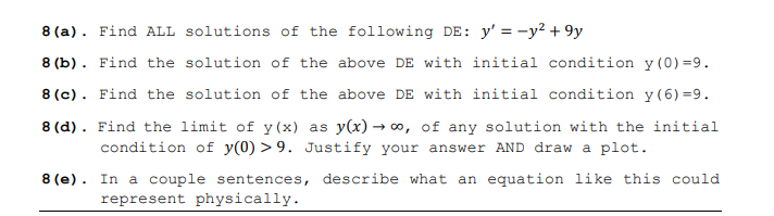 Solved Differential Equations Question. Please solve clear | Chegg.com