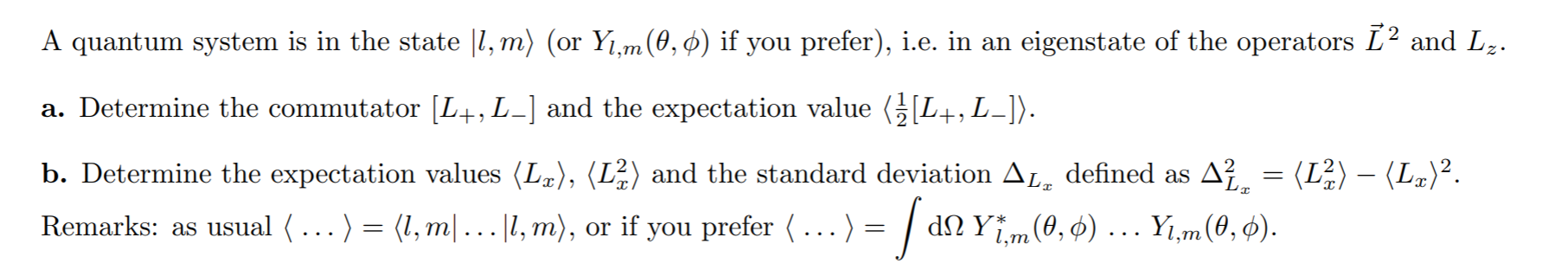 Solved A quantum system is in the state (1, m) (or Yi,m(0,0) | Chegg.com