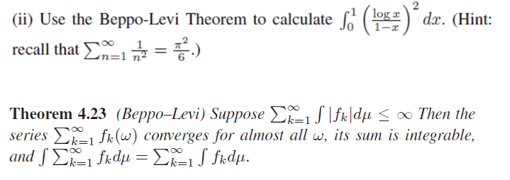 Solved (ii) Use the Beppo-Levi Theorem to calculate \( 