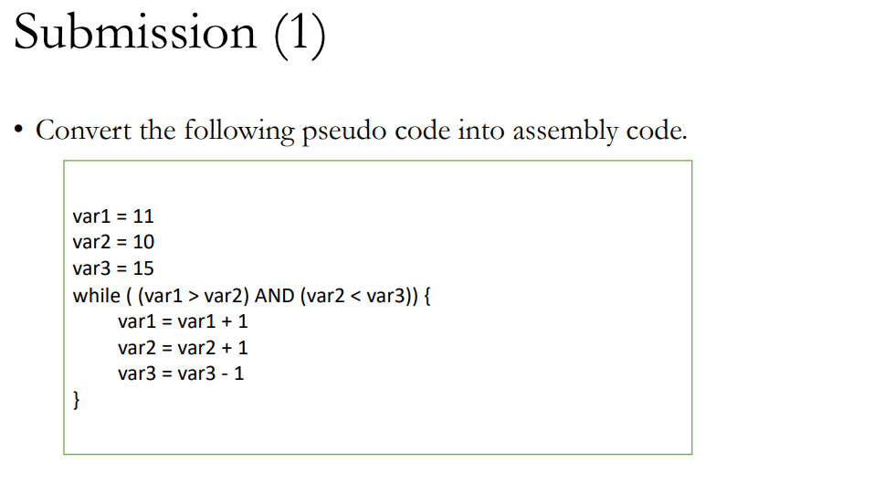 Solved Submission (1) - Convert the following pseudo code | Chegg.com