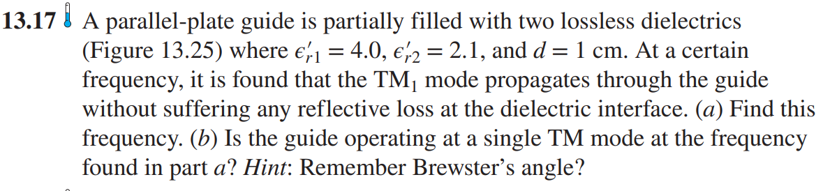 Solved 3.17 A parallel-plate guide is partially filled with | Chegg.com