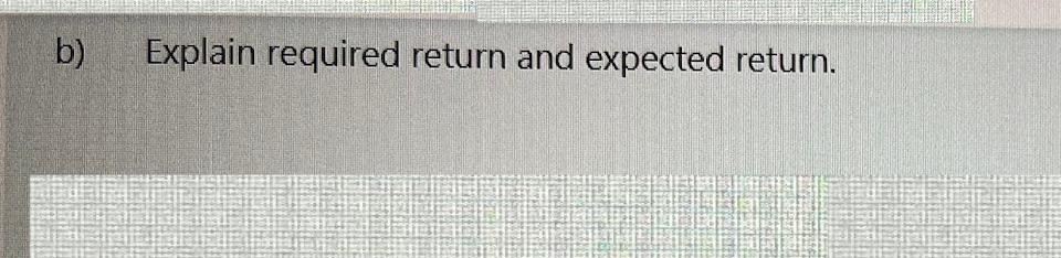 Solved B) Explain Required Return And Expected Return. | Chegg.com