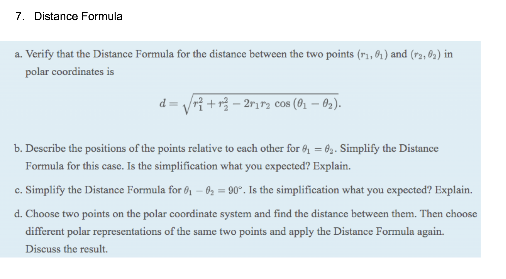 Solved 7. Distance Formula a. Verify that the Distance | Chegg.com