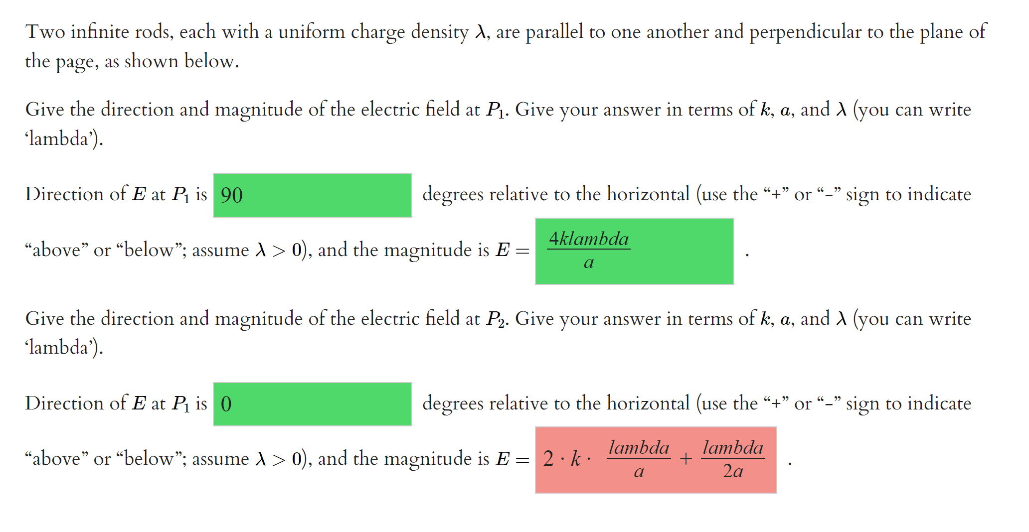 Solved Two infinite rods, each with a uniform charge density | Chegg.com