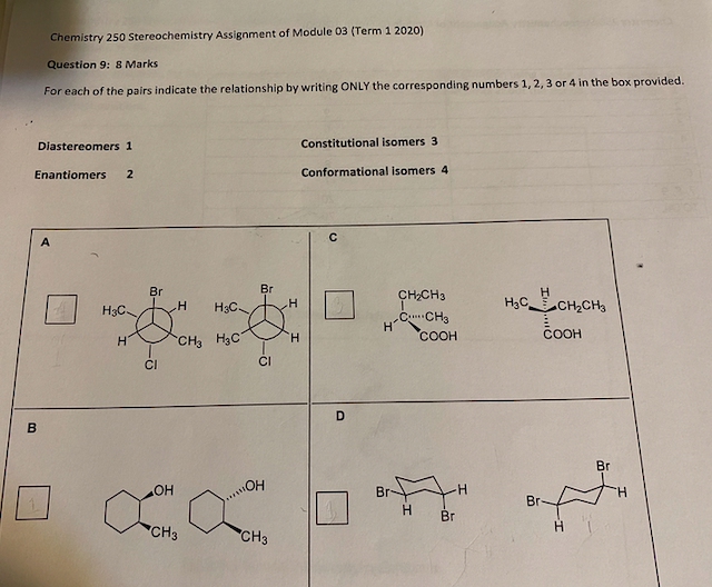 Solved Chemistry 250 Stereochemistry Assignment of Module 03 | Chegg.com