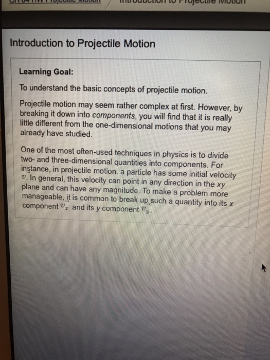 Solved Introduction to Projectile Motion Learning Goal To