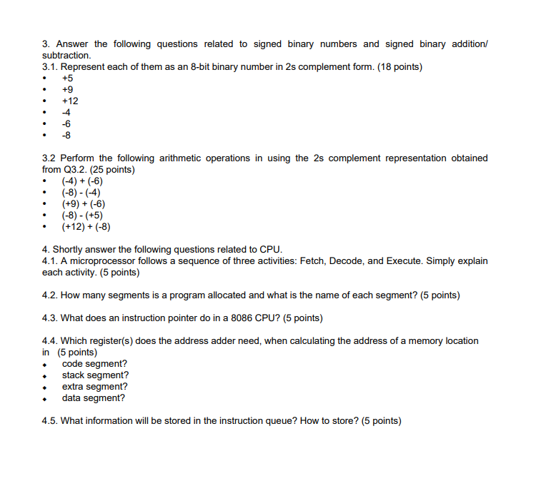 Solved 3. Answer the following questions related to signed | Chegg.com