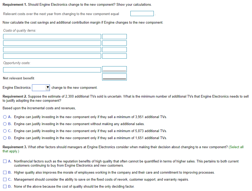 Solved Requirement 1. Should Engine Electronics change to