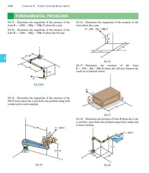 Solved 144 CHAPTER 4 FORCE SYSTEM RESULTANTS FUNDAMENTAL | Chegg.com