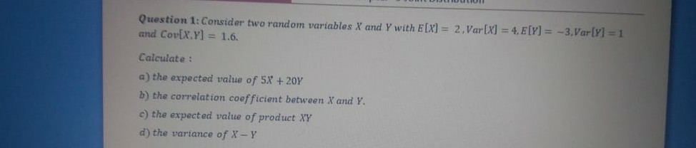 Solved LUULUT Question 1: Consider two random variables X | Chegg.com