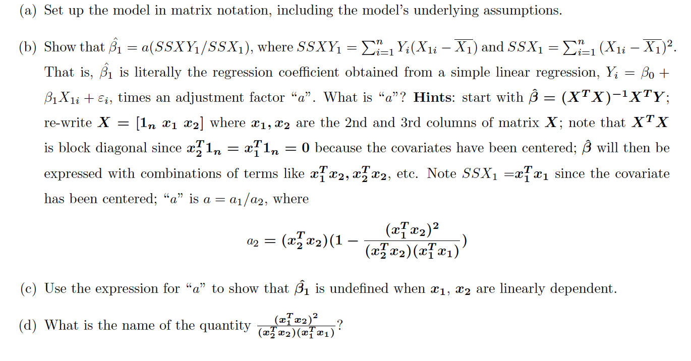 Consider the model Yi = β0 + β1X1i + β2X2i + εi, | Chegg.com