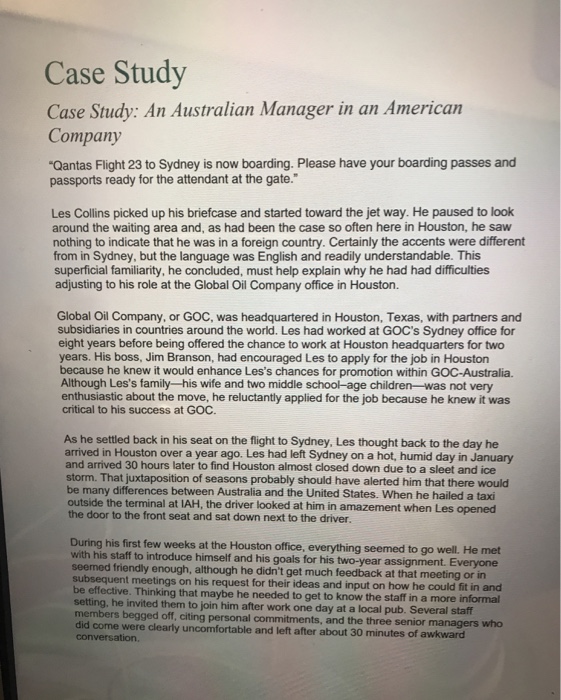 case study an australian manager in an american company