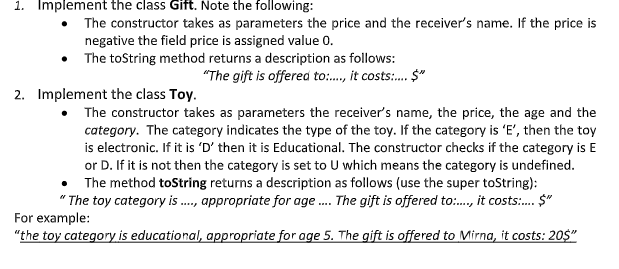 Solved Given the below UML diagram, Gift - receiver: String | Chegg.com