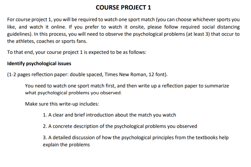 Solved COURSE PROJECT 1 For course project 1, you will be | Chegg.com