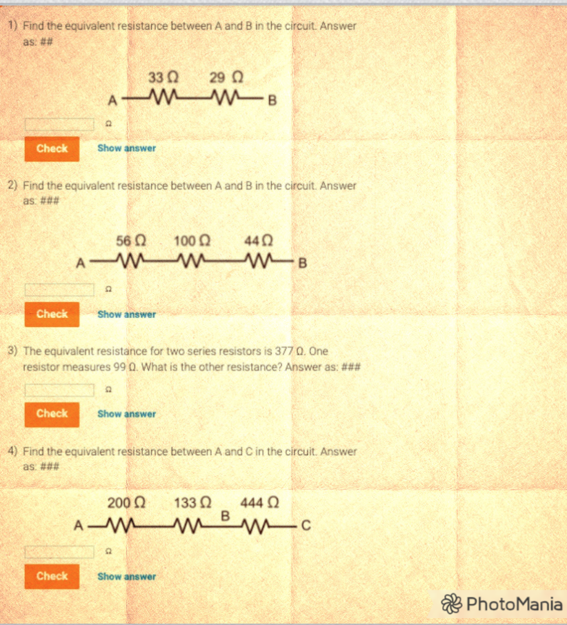 Solved 1 Find The Equivalent Resistance Between A And B In