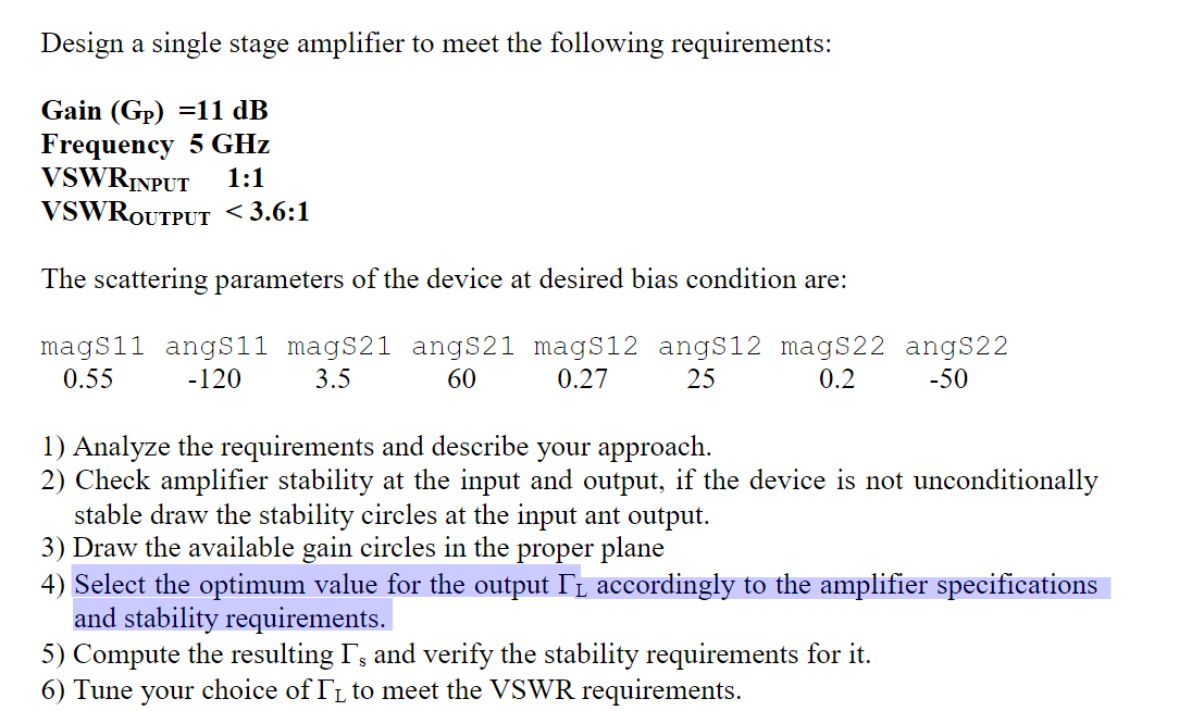 Solved Design a single stage amplifier to meet the following | Chegg.com