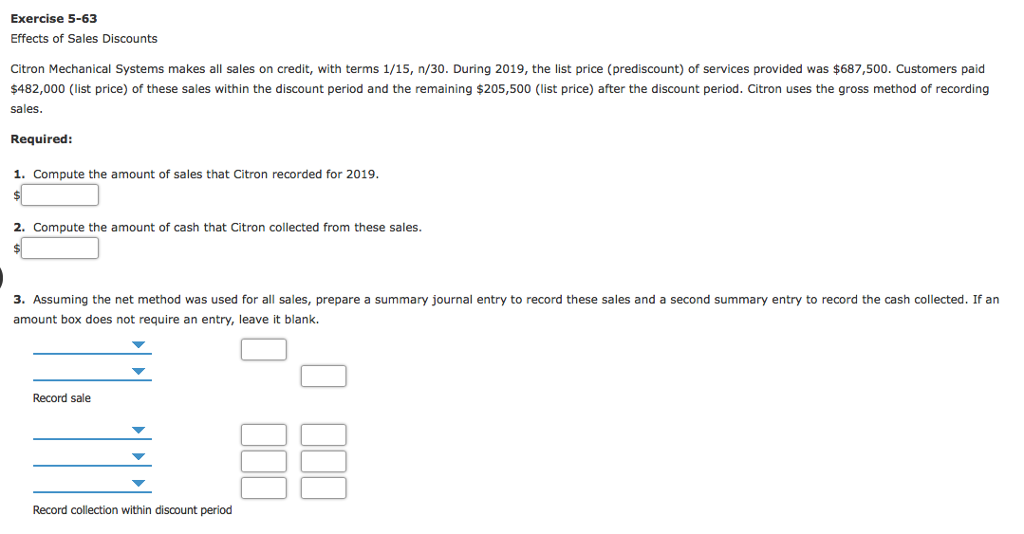 Solved Exercise 563 Effects of Sales Discounts Citron