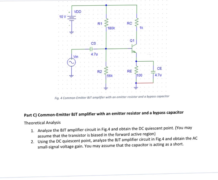 Solved Common-Emitter BJT amplifier with an emitter | Chegg.com