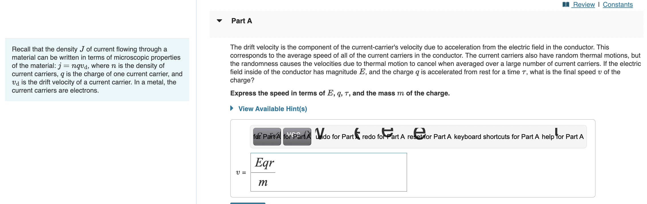 Solved Recall that the density J of current flowing through | Chegg.com
